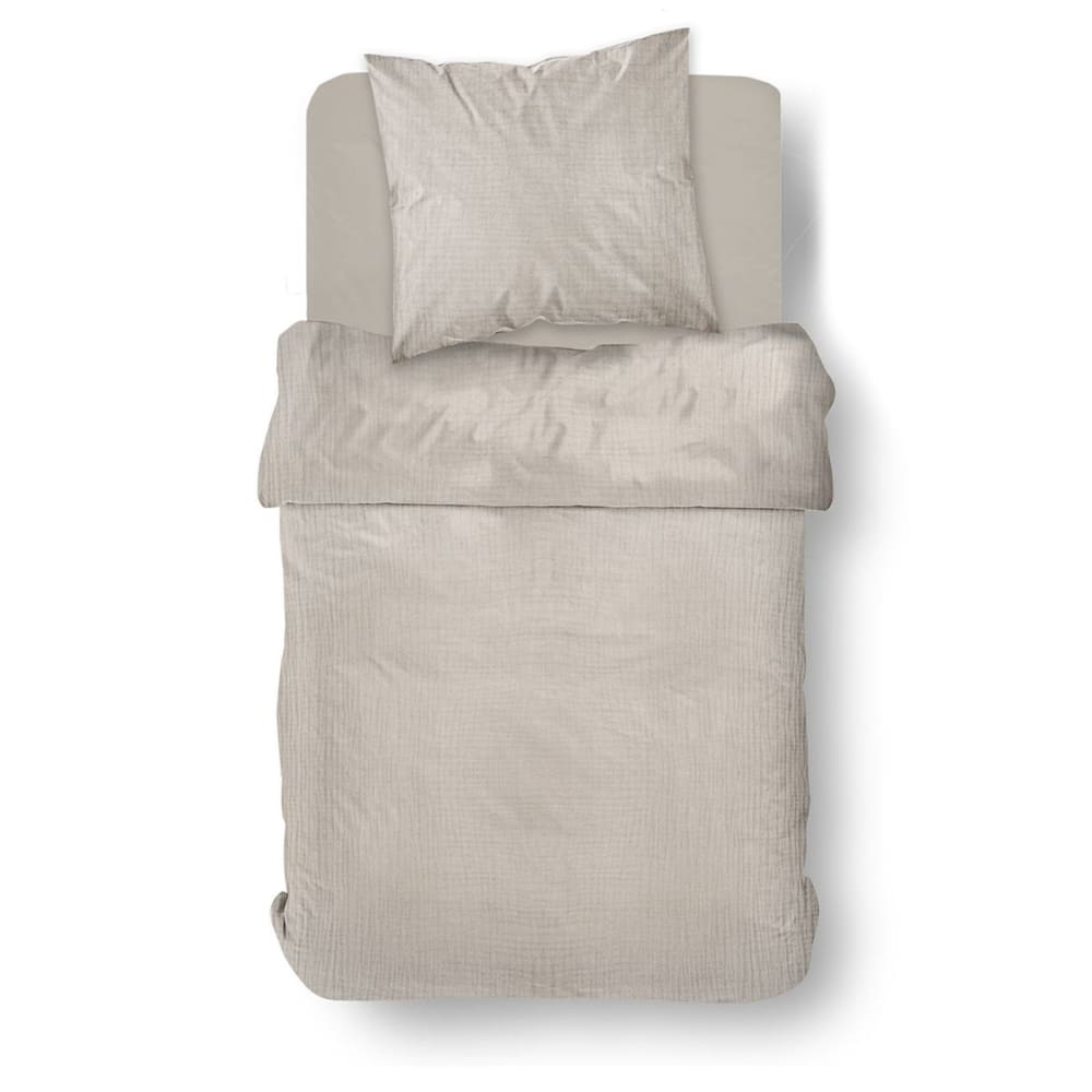 Parure de lit gaze de coton unie  140x200 cm Beige