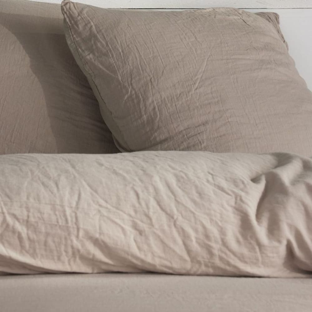 Parure de lit gaze de coton unie 140x200 cm beige — vue 4