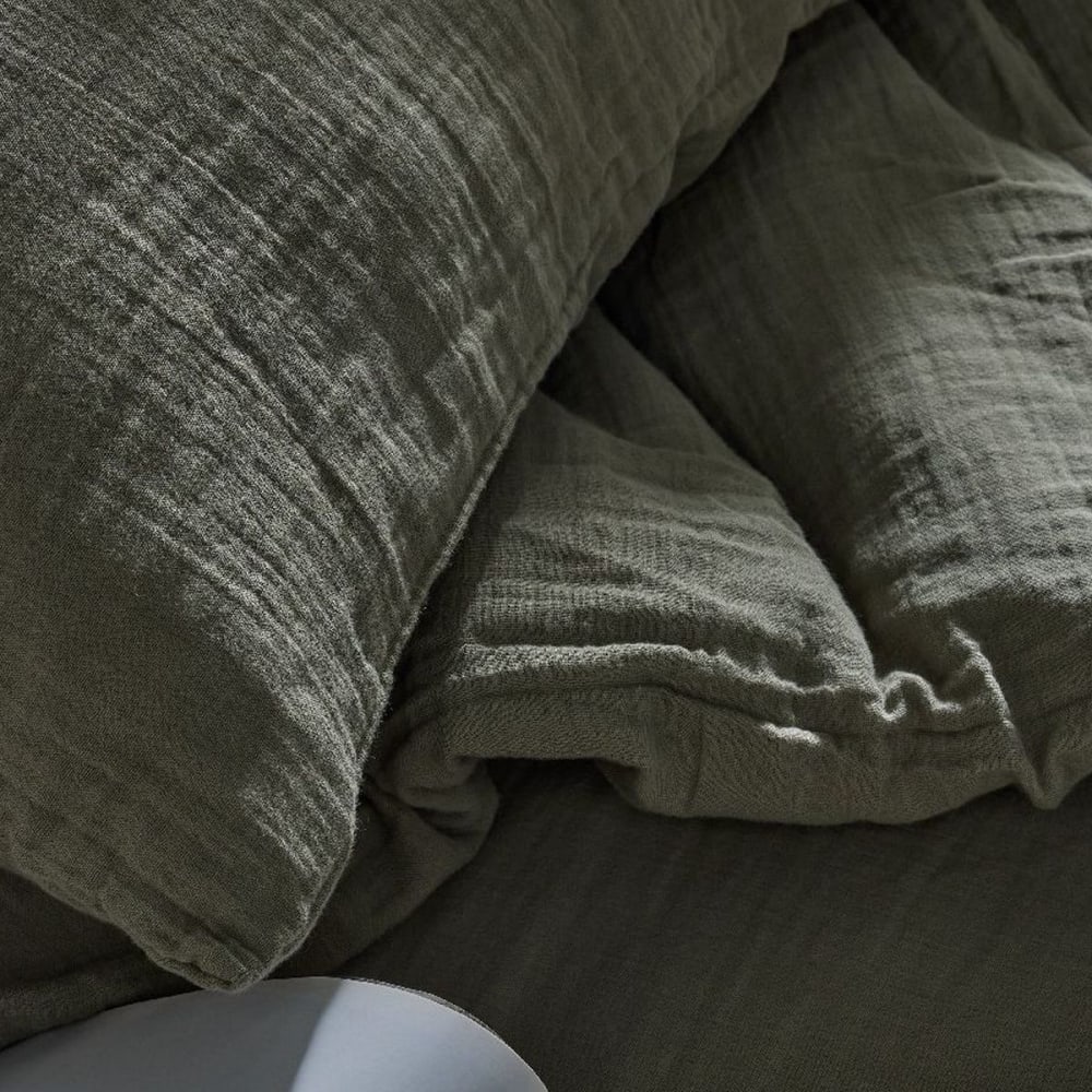 Parure de lit gaze de coton unie 240x260 cm vert — vue 3