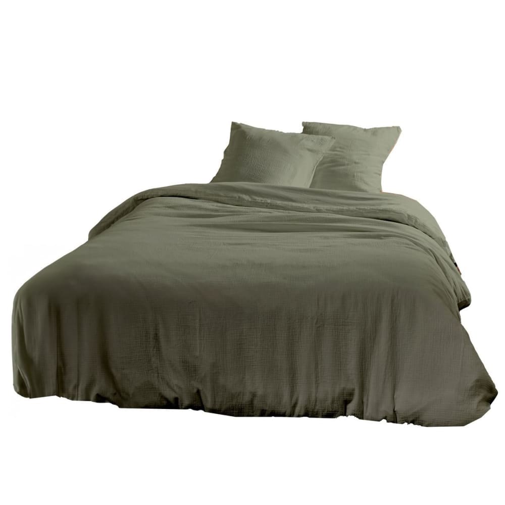 Parure de lit gaze de coton unie 240x260 cm vert — vue 4