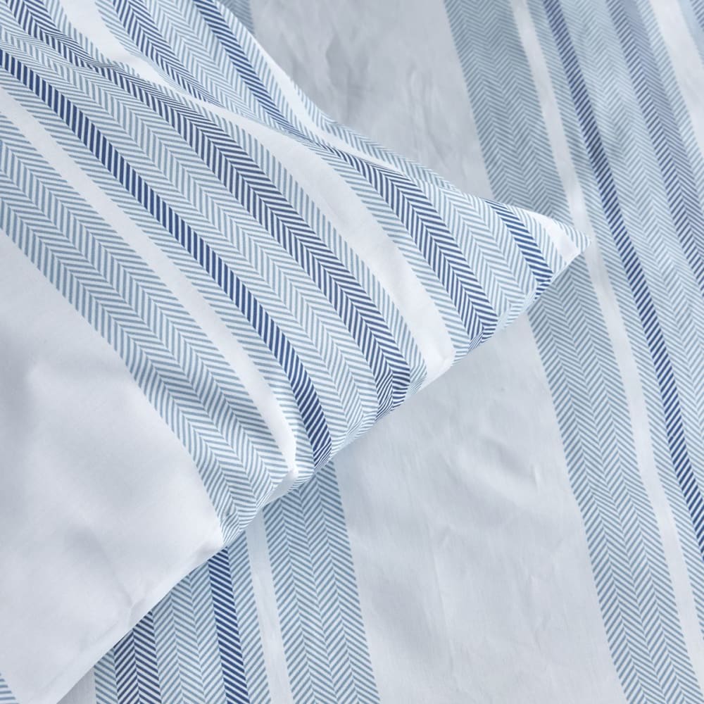 Parure de lit imprimé rayures coton 240x260cm blanc - Maisons du Monde