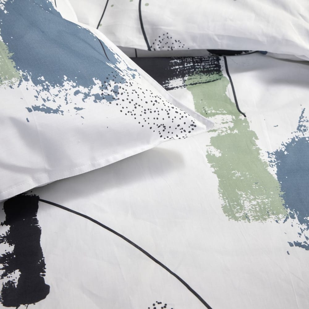 Parure de lit imprimé géométrique coton 220x240 cm blanc - Maisons du Monde