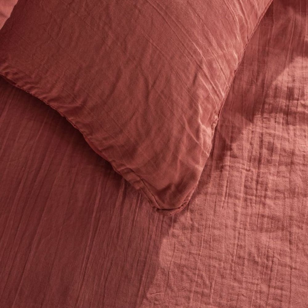 Parure de lit gaze de coton unie 140x200 cm rouge — vue 3