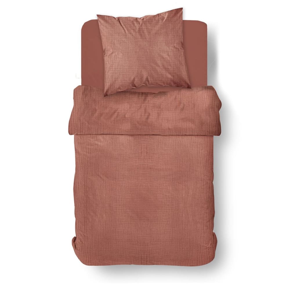 Parure de lit gaze de coton unie 140x200 cm rouge — vue 4
