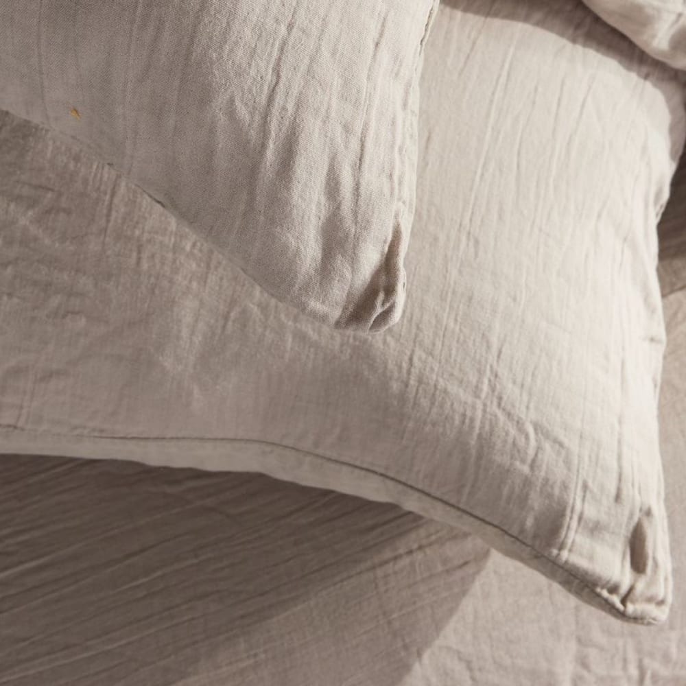 Parure de lit gaze de coton unie 220x240 cm beige — vue 3