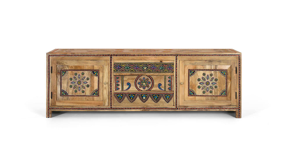 Meuble TV fabriqué à la main en bois de manguier 150cm