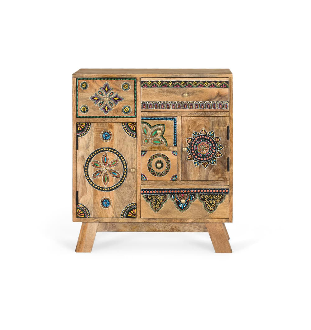 Commode réalisée à la main en bois de manguier