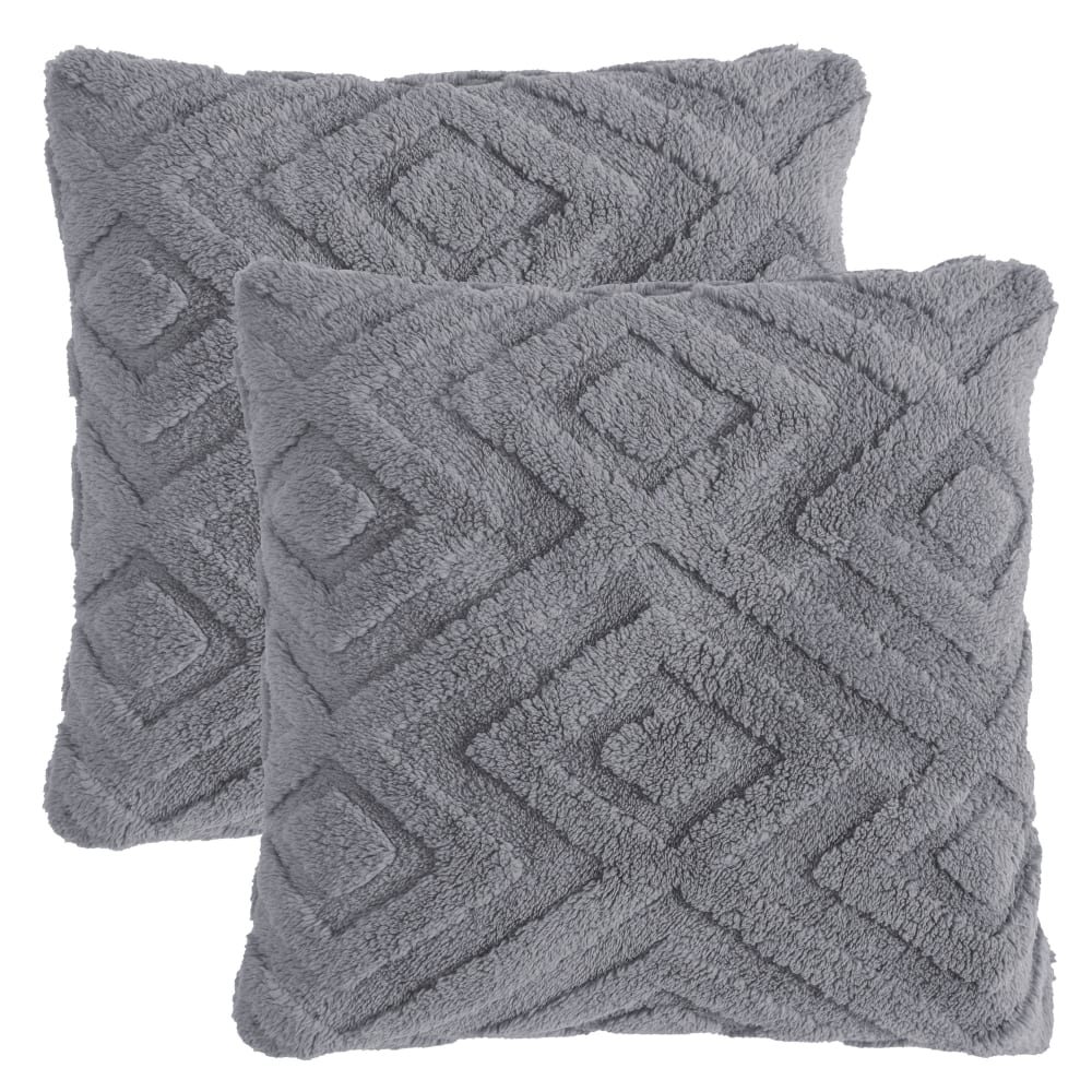 Magma Housses de coussin douces ethniques grises 45x45-lot de 2 style inspirations d'ailleurs - Pes - Polyester