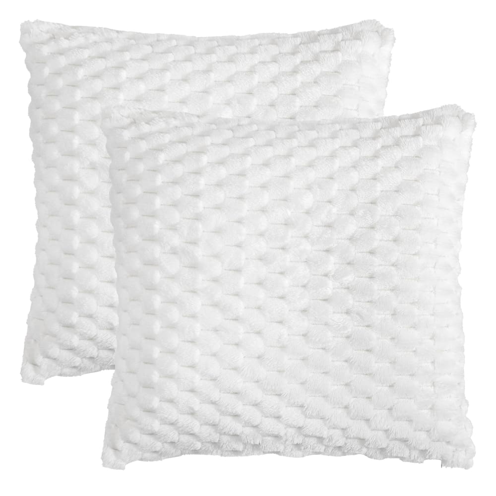 Magma Housses de coussin imitation fourrure à relief blanc 45x45-lot de 2 style campagne - Pes - Polyester