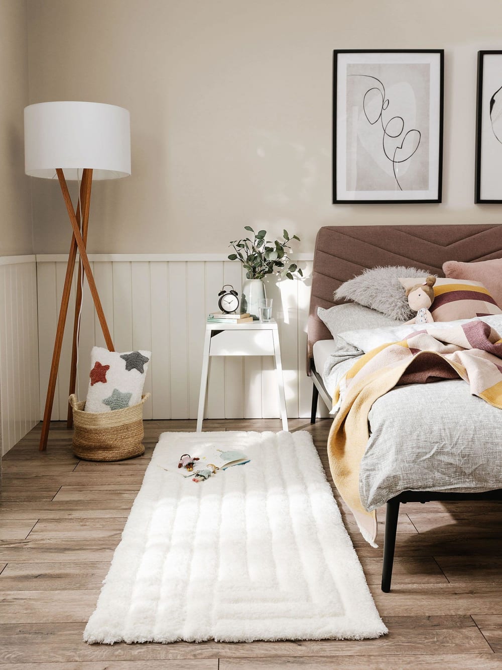 Tapis de couloir crème 70x200