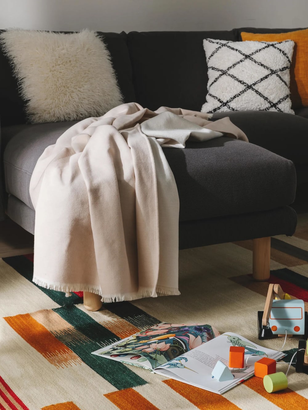 Plaid en coton crème 130x170 — vue 3