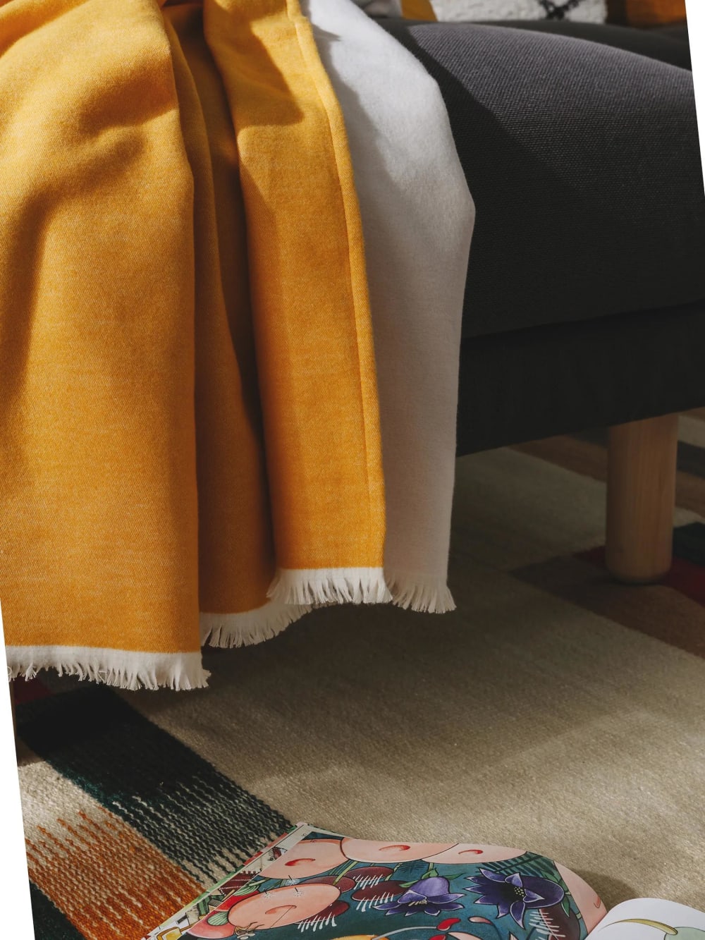 Plaid en coton jaune 130x170 — vue 4