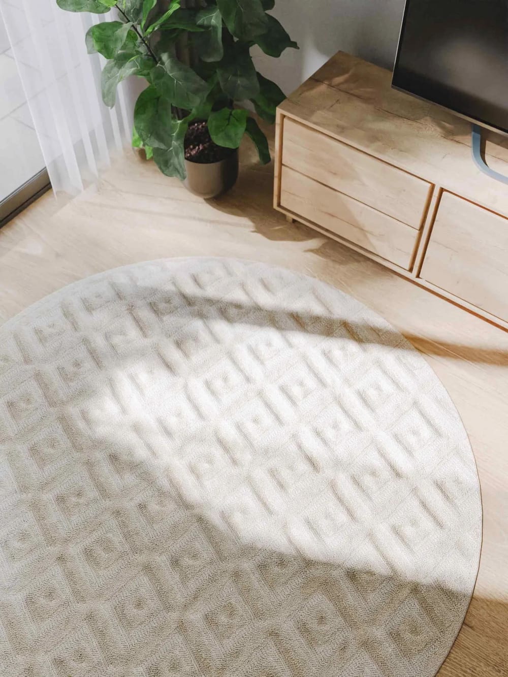 Tapis crème D 200 rond — vue 4