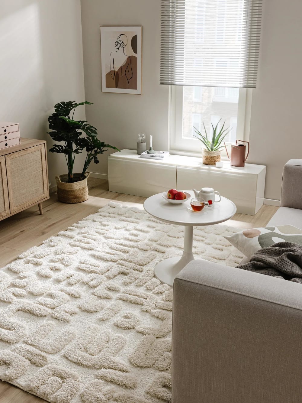 Tapis à poils longs crème/beige 160x230 — vue 3