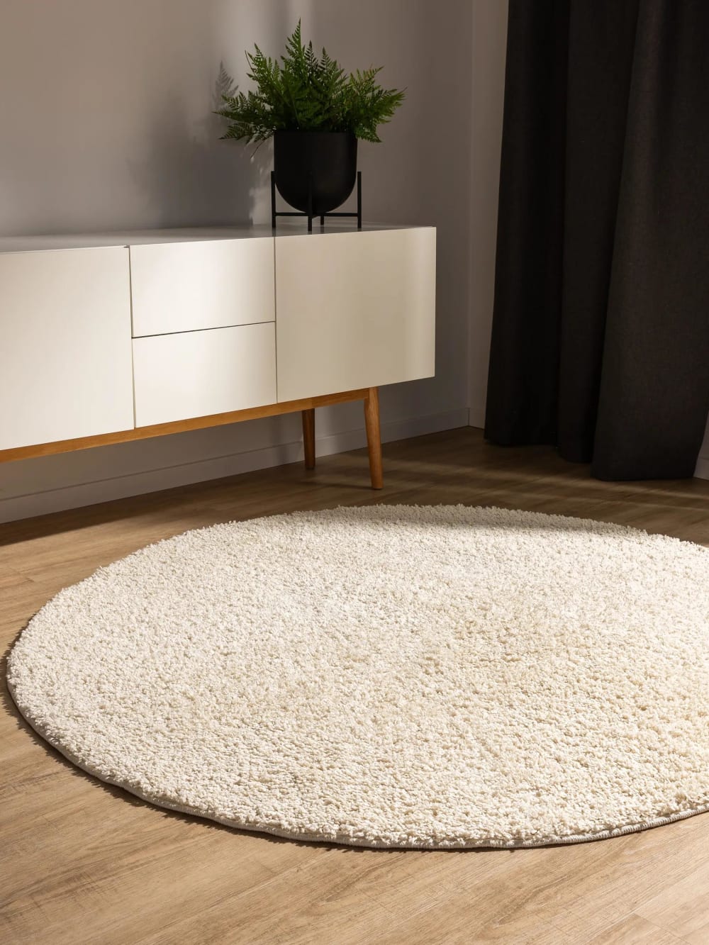 Tapis à poils longs crème D 160 rond — vue 3