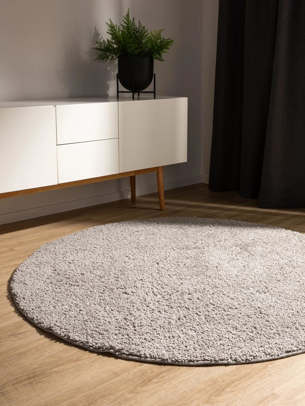 Tapis à poils longs gris clair D 160 rond — vue 3