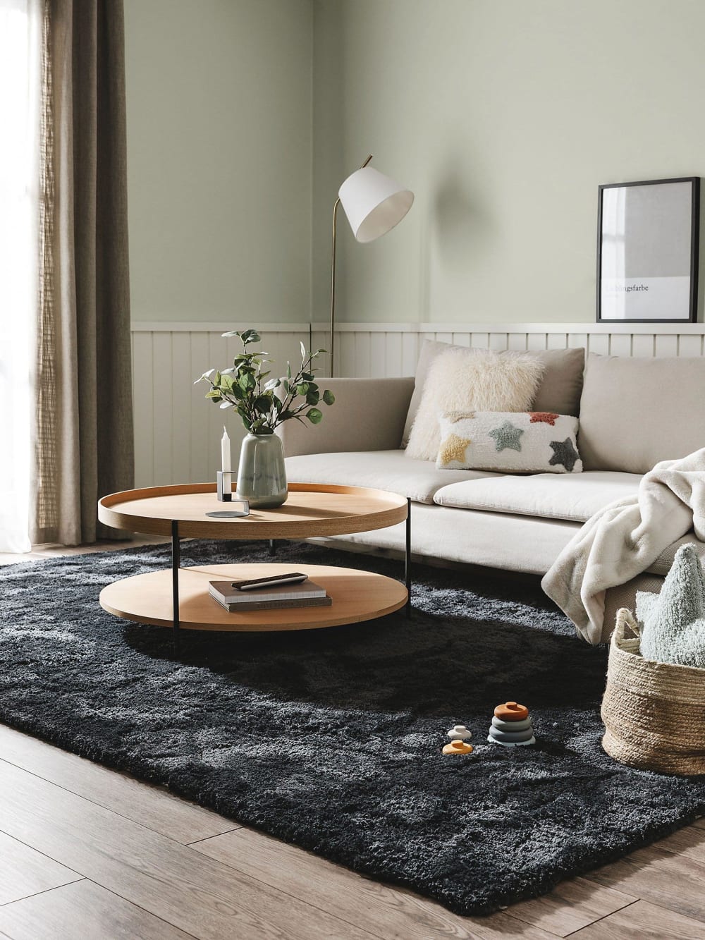 Tapis à poils longs anthracite 200x300