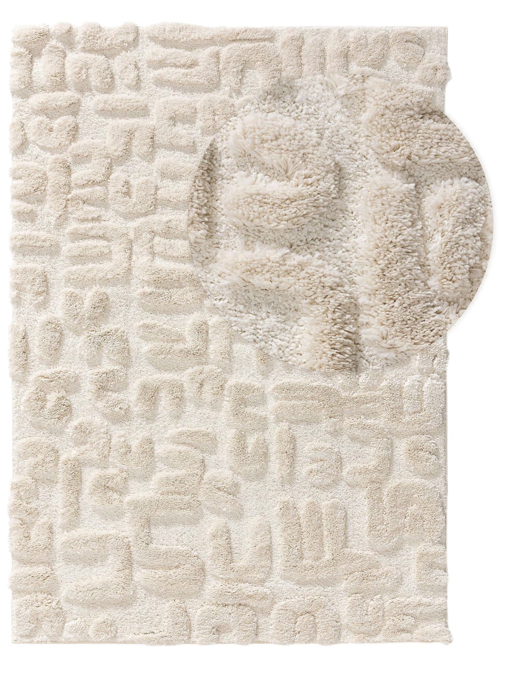 Tapis à poils longs crème/beige 200x290