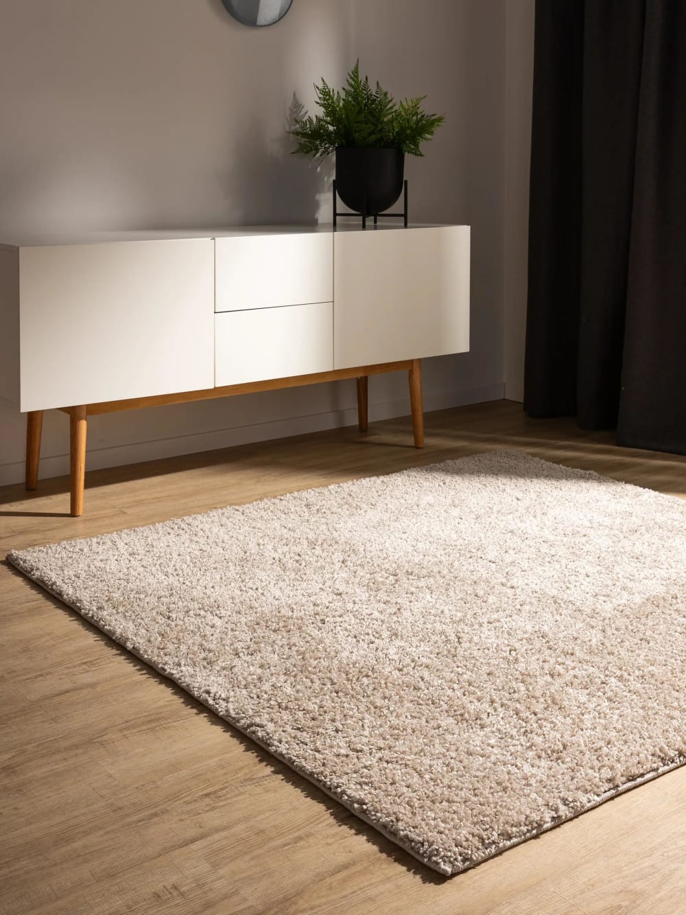 Tapis à poils longs beige 160x160 — vue 3