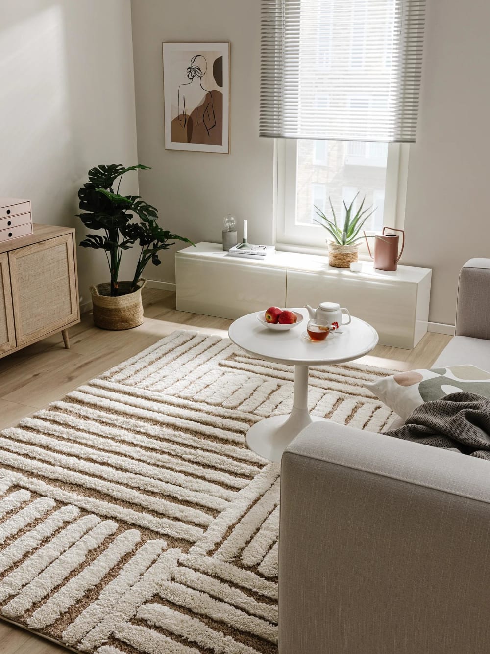 Tapis à poils longs crème/beige 120x170 — vue 3