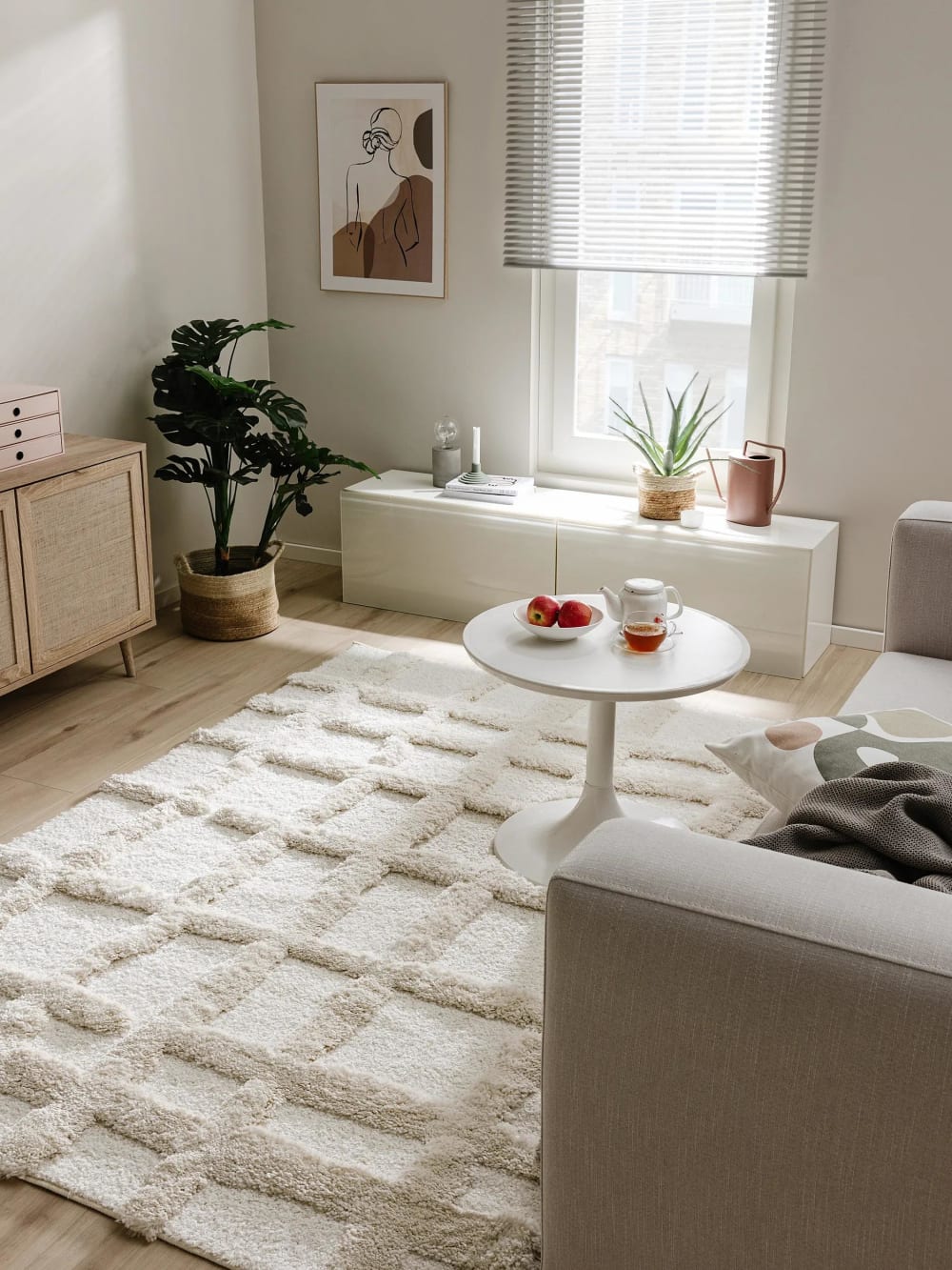 Tapis à poils longs crème 120x170 — vue 3