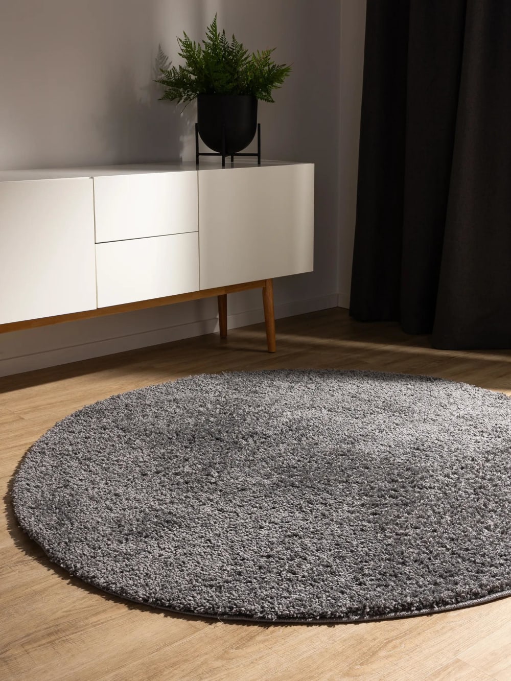 Tapis à poils longs gris D 160 rond — vue 3