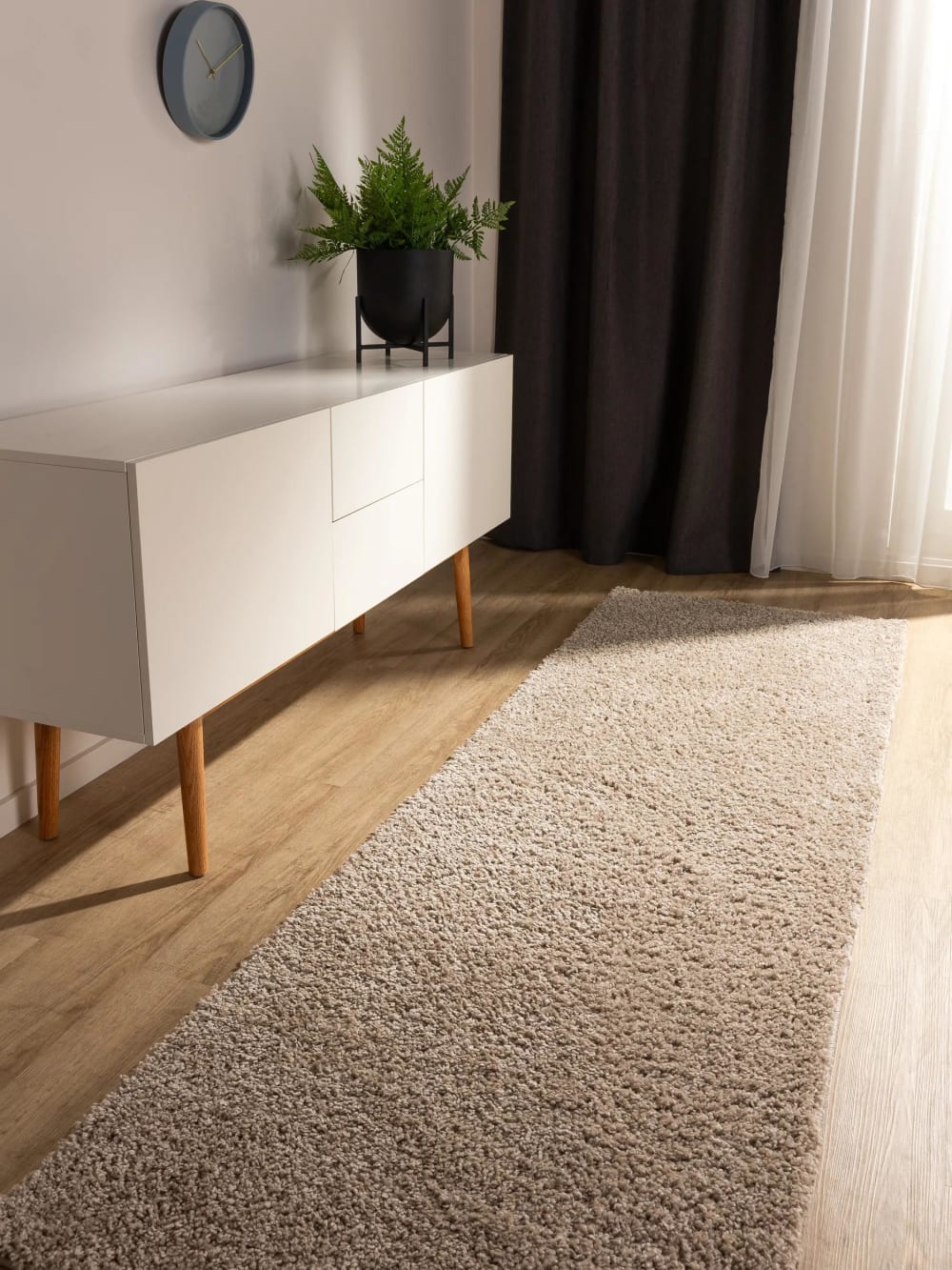 Tapis à poils longs beige 80x300 — vue 3