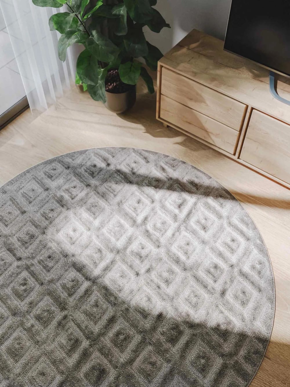 Tapis gris clair D 160 rond — vue 4