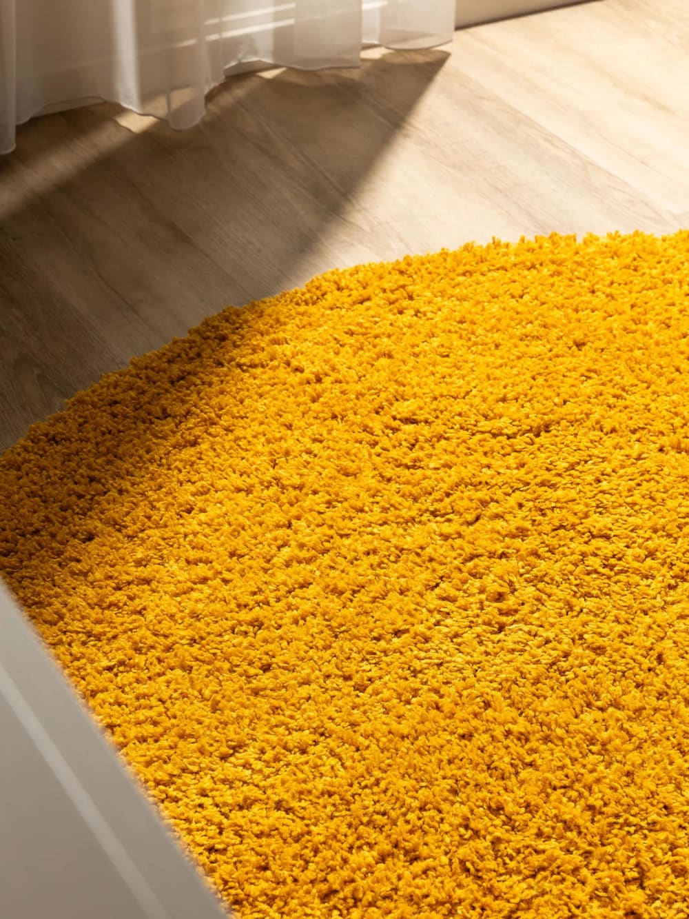 Tapis à poils longs jaune D 160 rond — vue 4