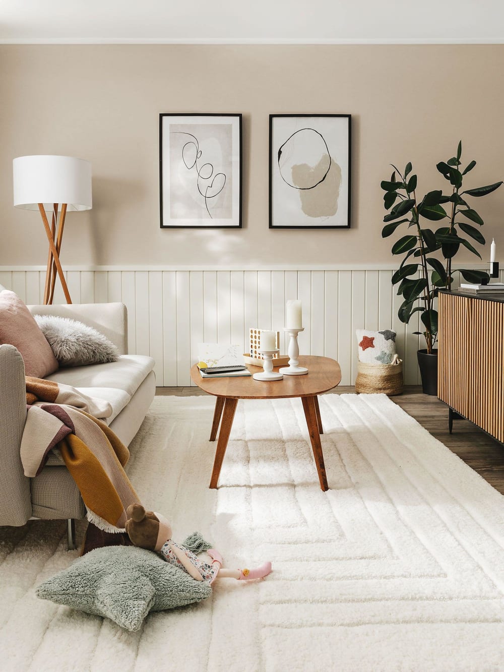 Tapis à poils longs crème 200x300