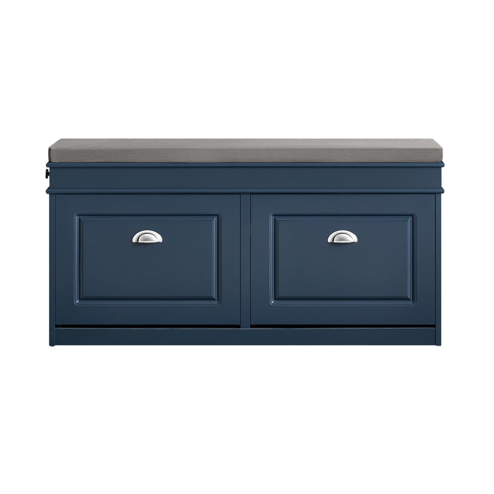 Meuble à chaussures avec 2 abattants effet bois bleu