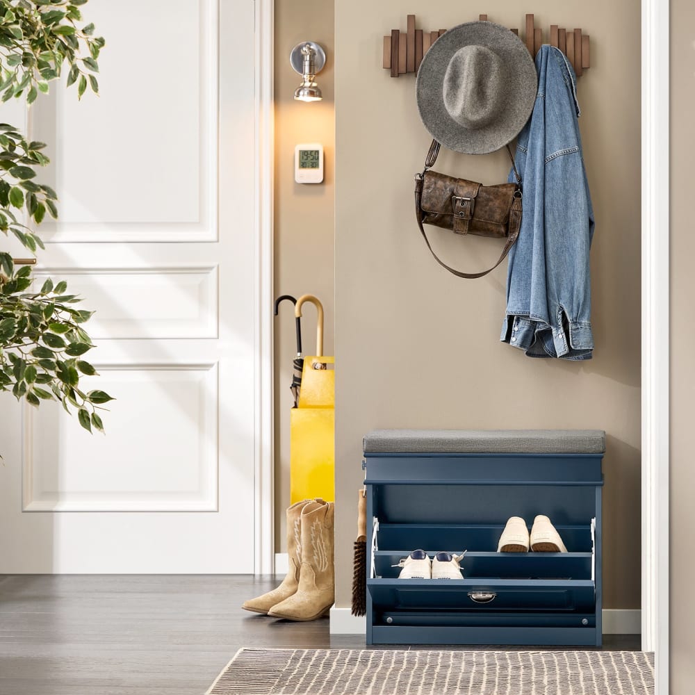 Schuhkipper Sitzbank mit Sitzkisse MDF(E1) Blau - Maisons Du