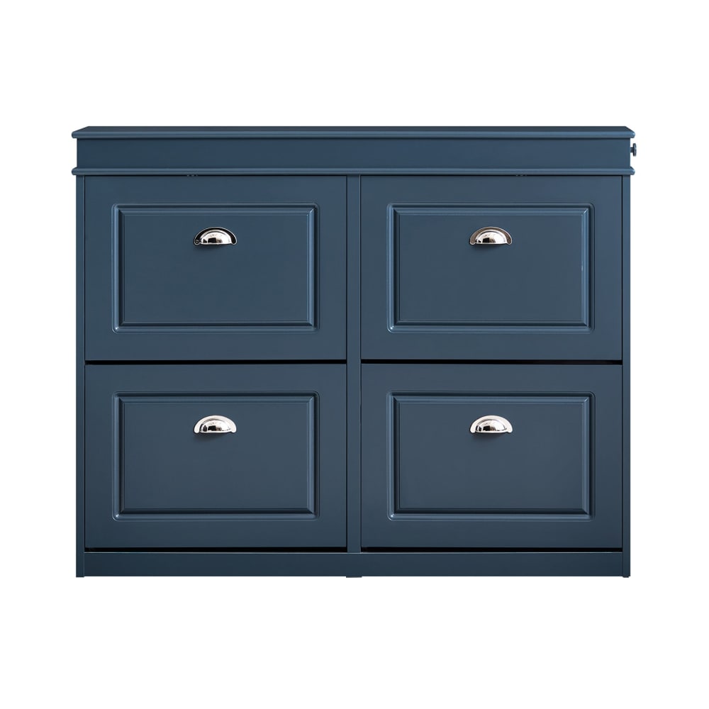 Meuble à chaussures avec 4 abattants effet bois bleu