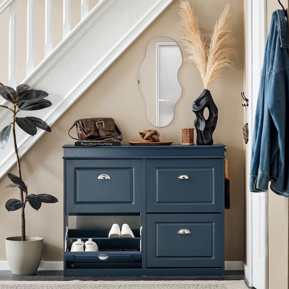 Schuhkipper Schuhschrank mit 4 Klappen MDF(E1) Blau - Maisons Du