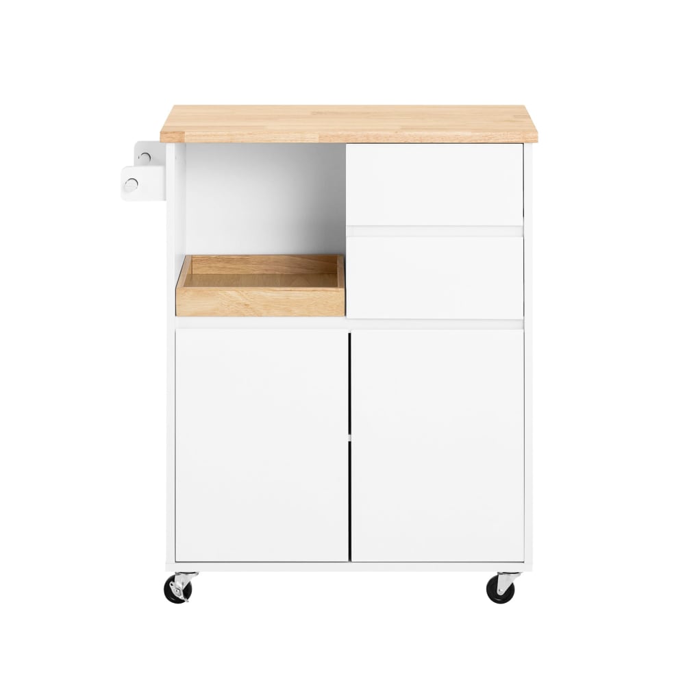 KüChenwagen Mit Arbeitsplatte Rollwagen Aus MDF(E1) Kautschukholz Weiß