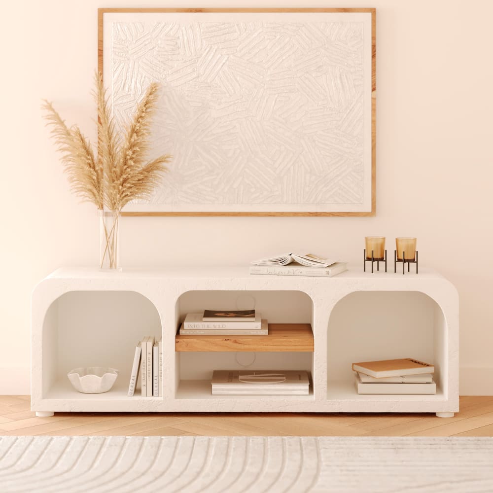 Meuble tv en plâtre blanc cassé 140 cm - Maisons du Monde