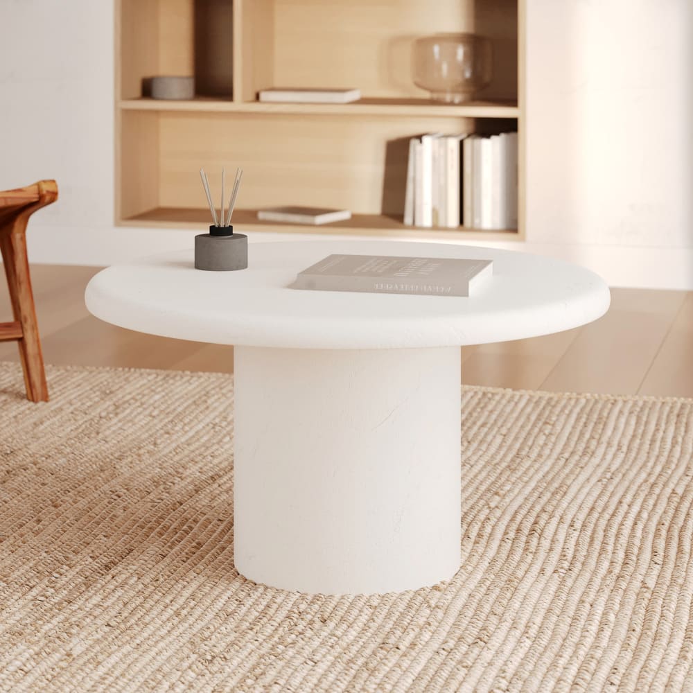 Table basse ronde en béton blanc cassé - Maisons du Monde