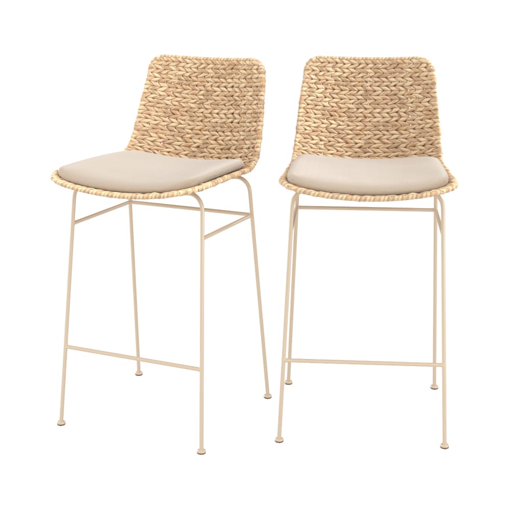 Maison Pavane Set aus 2 Stühlen für eine zentrale Insel 66 cm aus Naturmaterialien style landhaus Beige Naturfasern