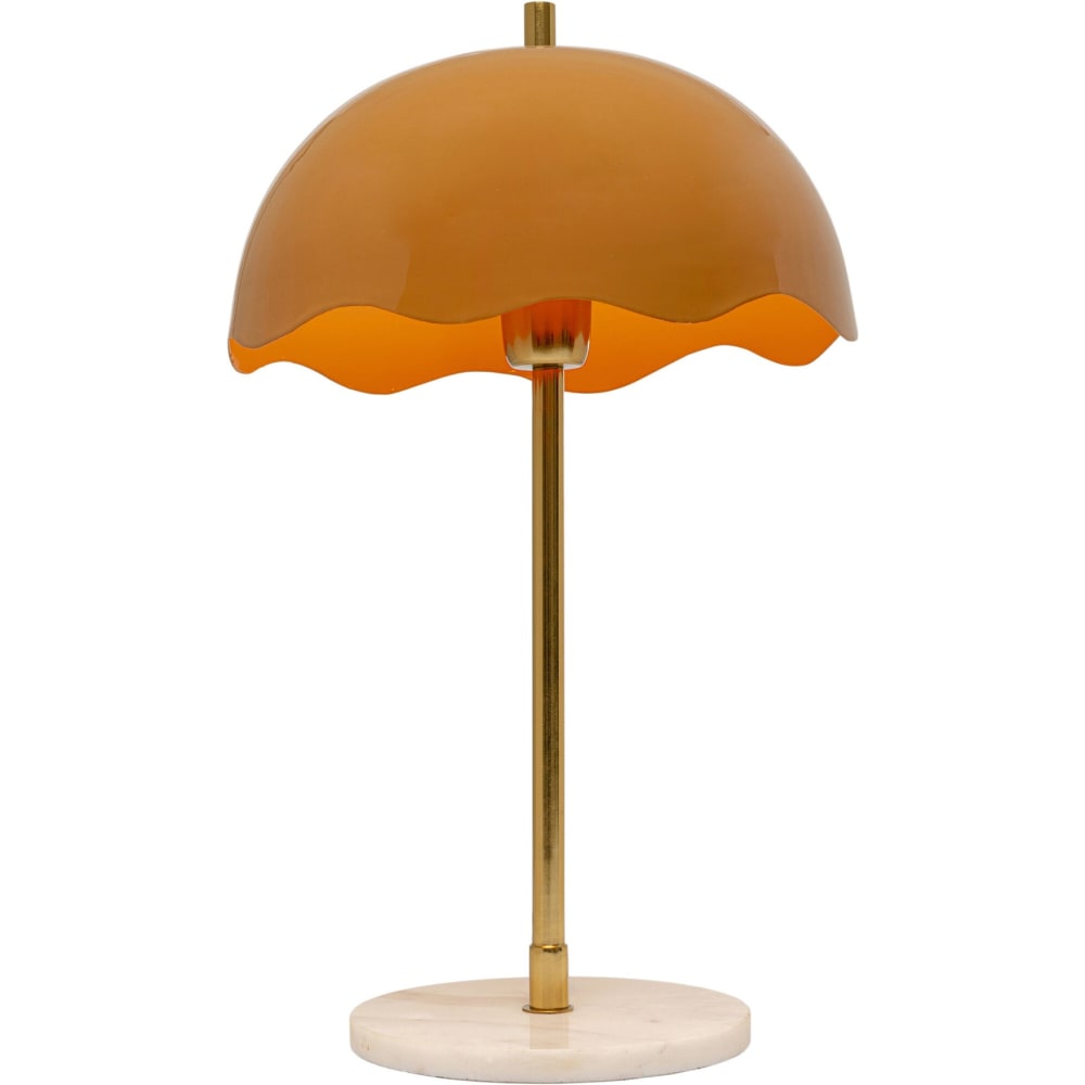 Lampe en acier orange, doré et marbre blanc