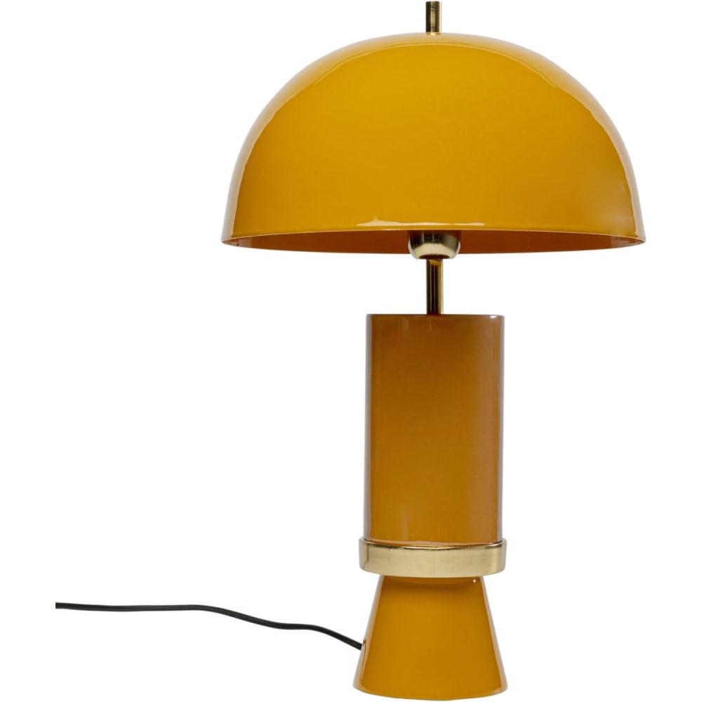 Lampe en acier marron, jaune et doré
