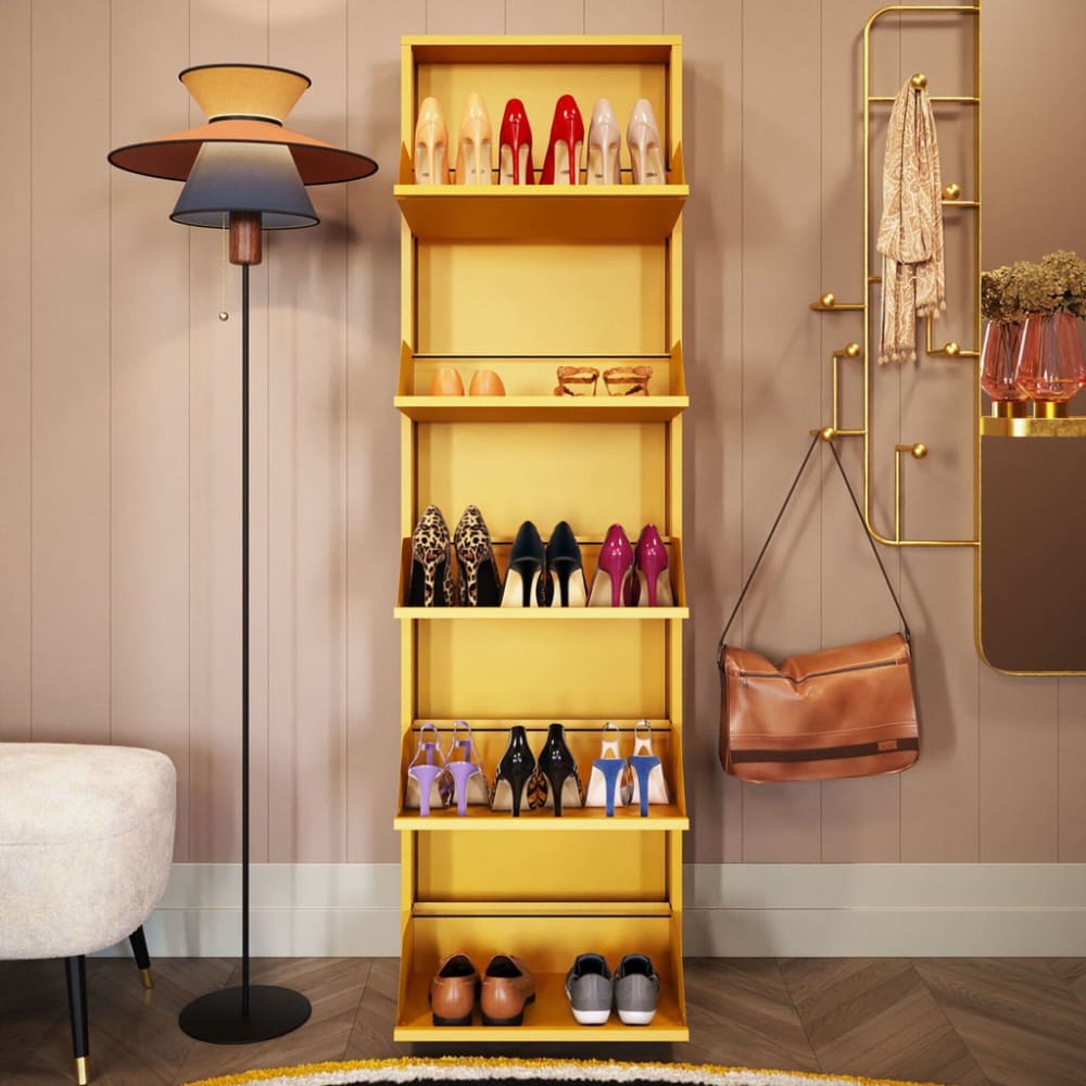 Casier à chaussures 5 tiroirs en acier jaune