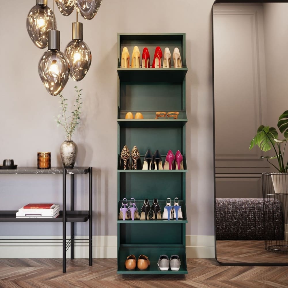 Casier à chaussures 5 tiroirs en acier vert