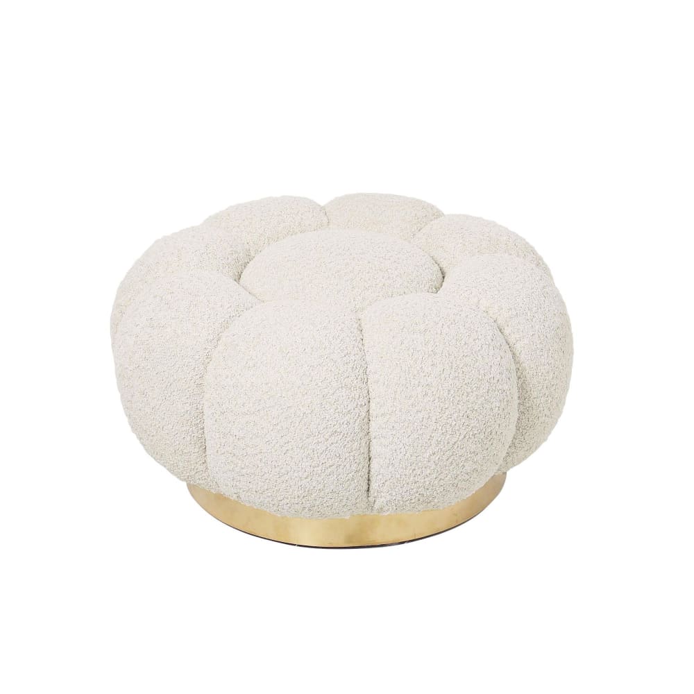 Pouf en tissu bouclé en forme de fleur d65 beige