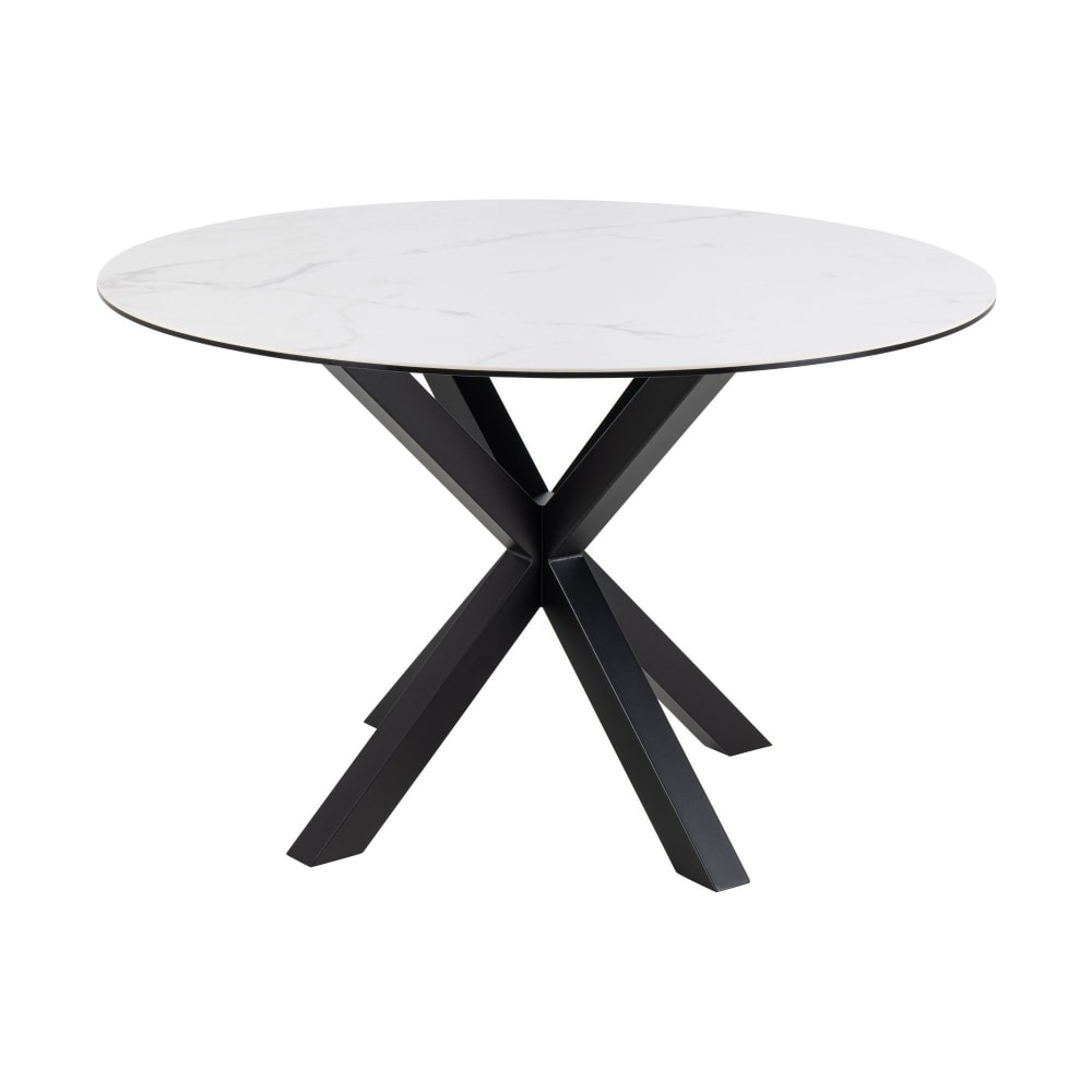 Table ronde en céramique L119 4 personnes blanc marbre