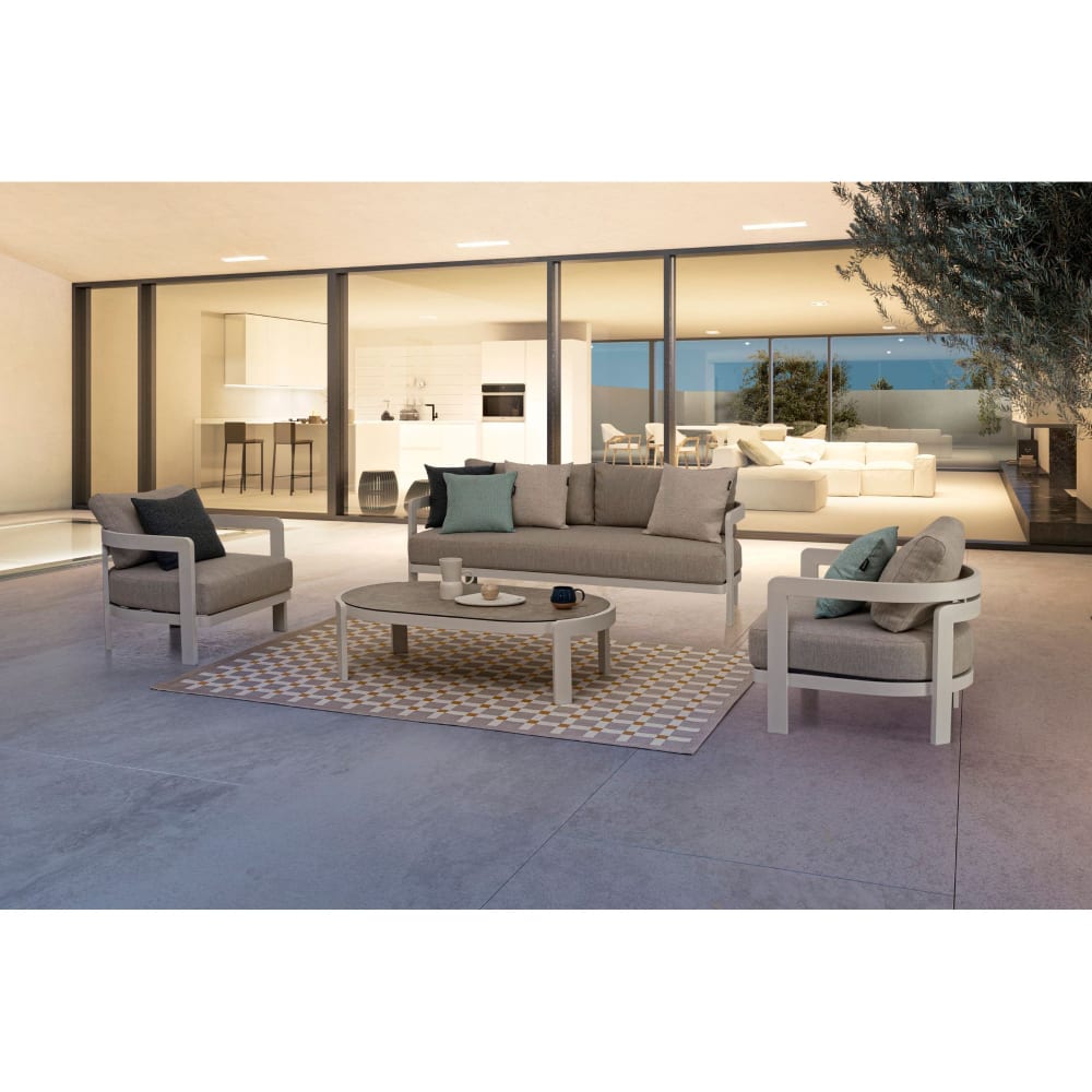 Set de salon de jardin en aluminium et coussins en toile blanc - Maisons du Monde