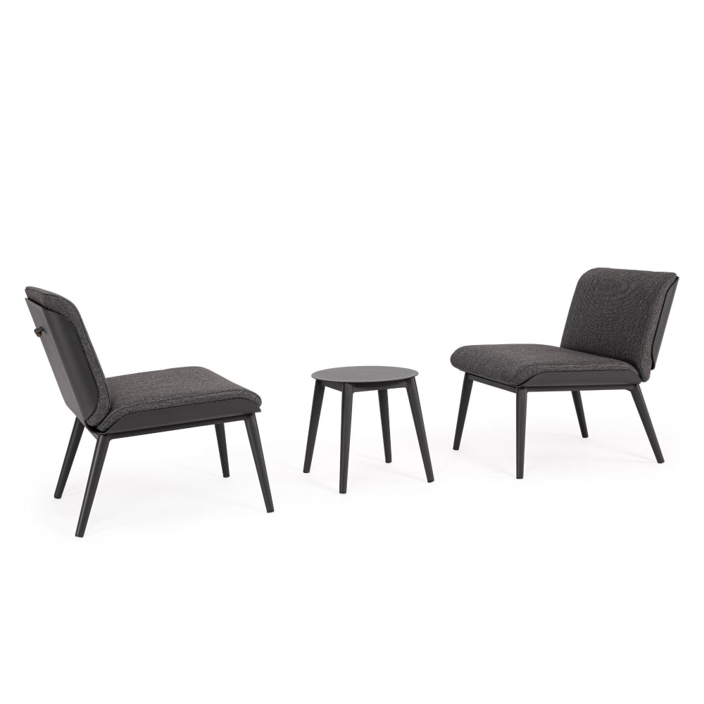 set de  salon de jardin en aluminium et coussins toile anthracite