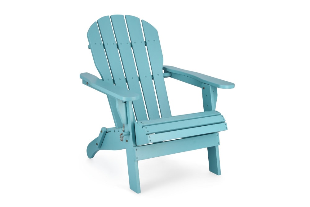 Fauteuil relax pliant à accoudoirs en bois bleu turquoise