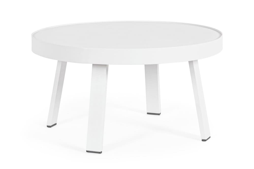 Table basse de jardin ronde en métal D71 blanc