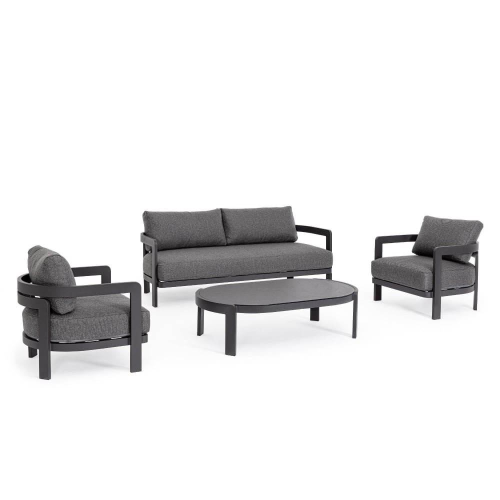 set de  salon de jardin en aluminium et coussins en toile