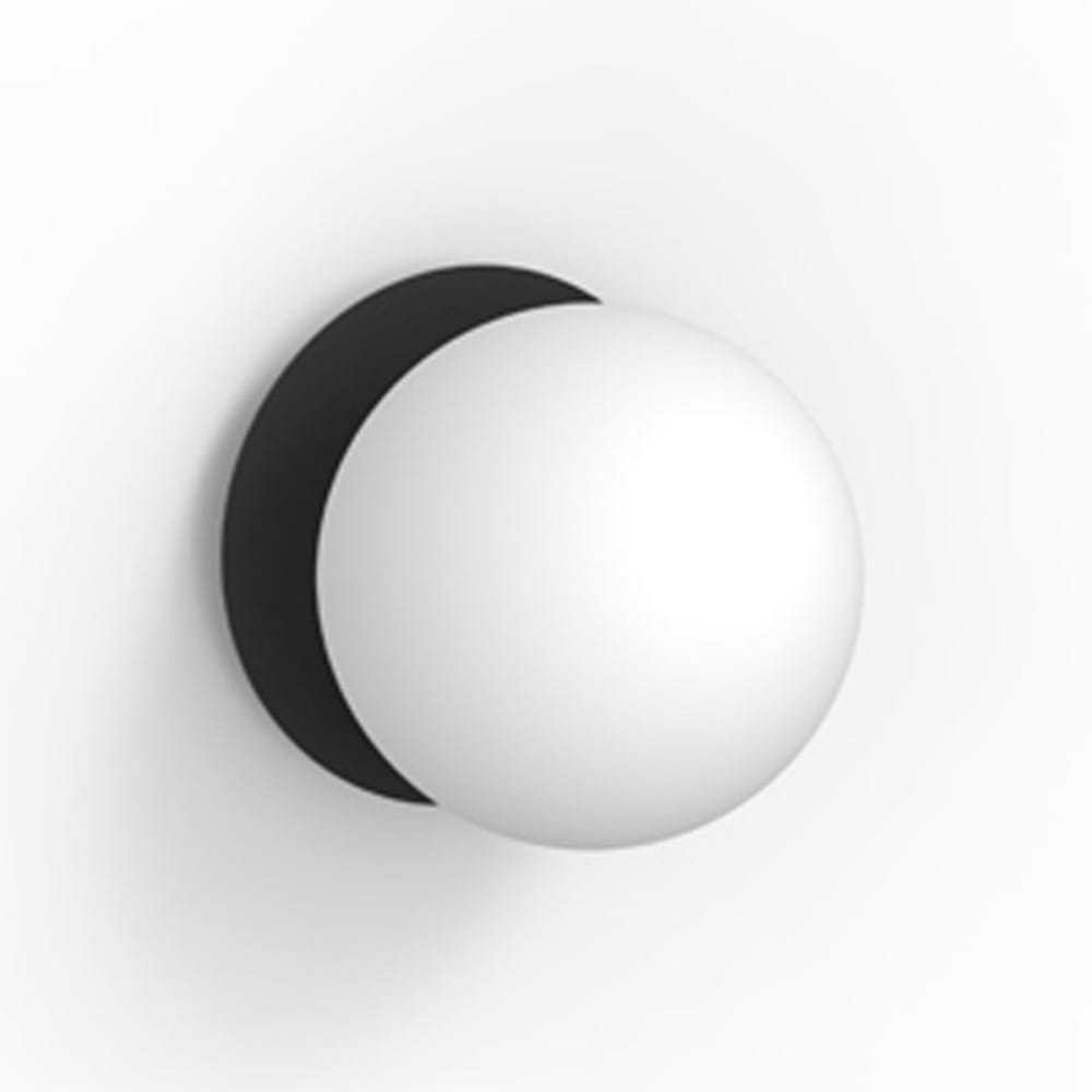 Applique salle de bain noir et globe opale